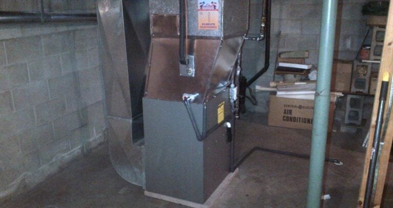 Furnace installed in a basement to heat home