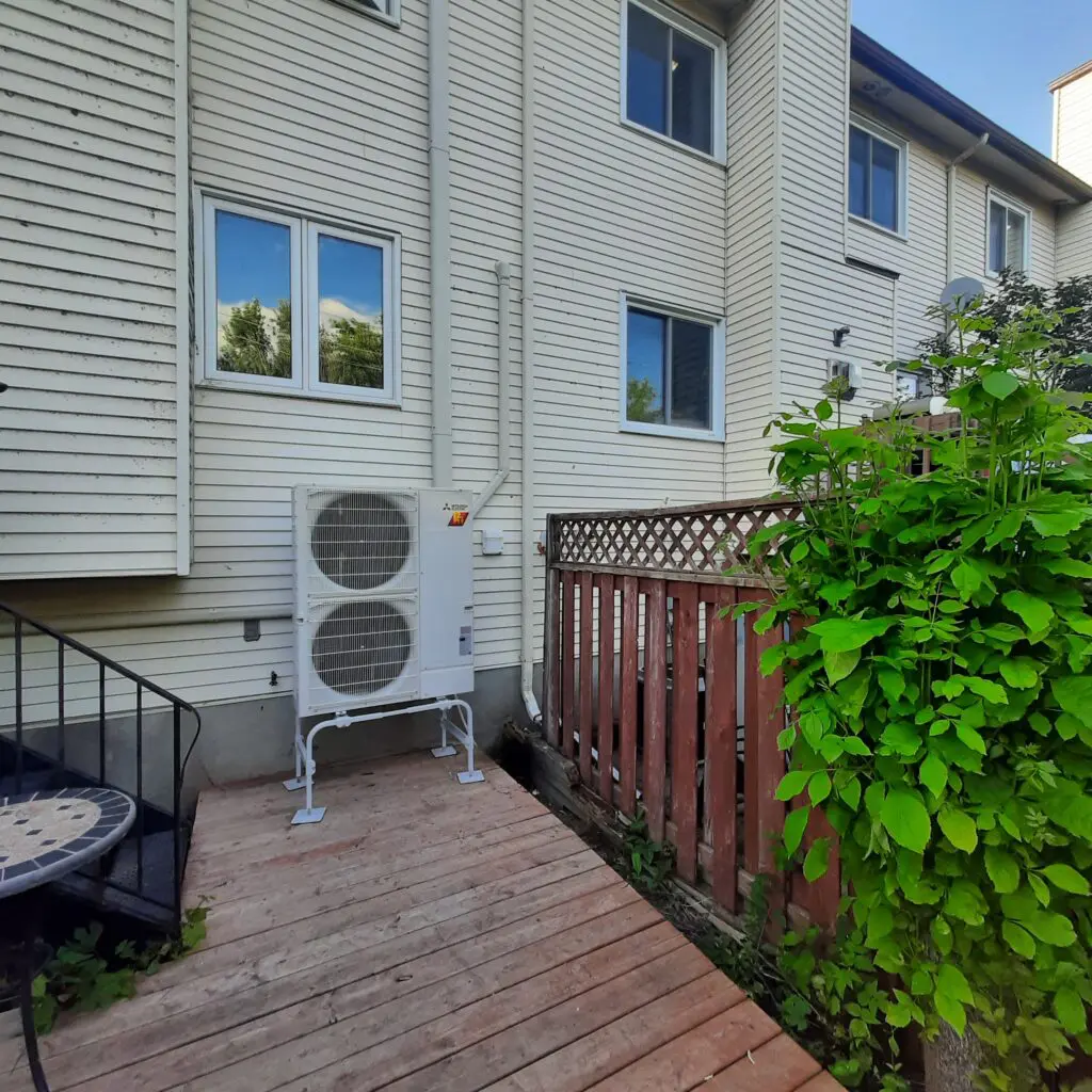Outdoor ductless heat pump installed by AirZone