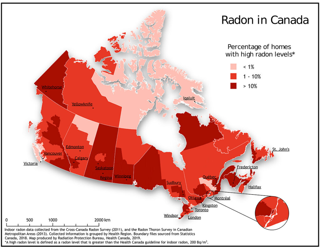 Radon Gas - Map of Canada