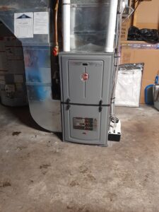 Rheem natural gas furnace installed in Centrepointe Ottawa by AirZone HVAC Services.