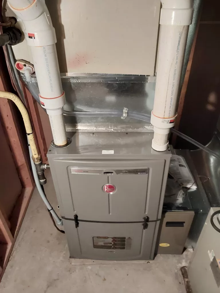 Rheem High Efficiency Furnace (R98V) installed in Ottawa by AirZone HVAC Services.