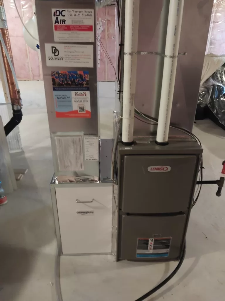 A nice installation of a Lennox furnace with a MACL filter cabinet.